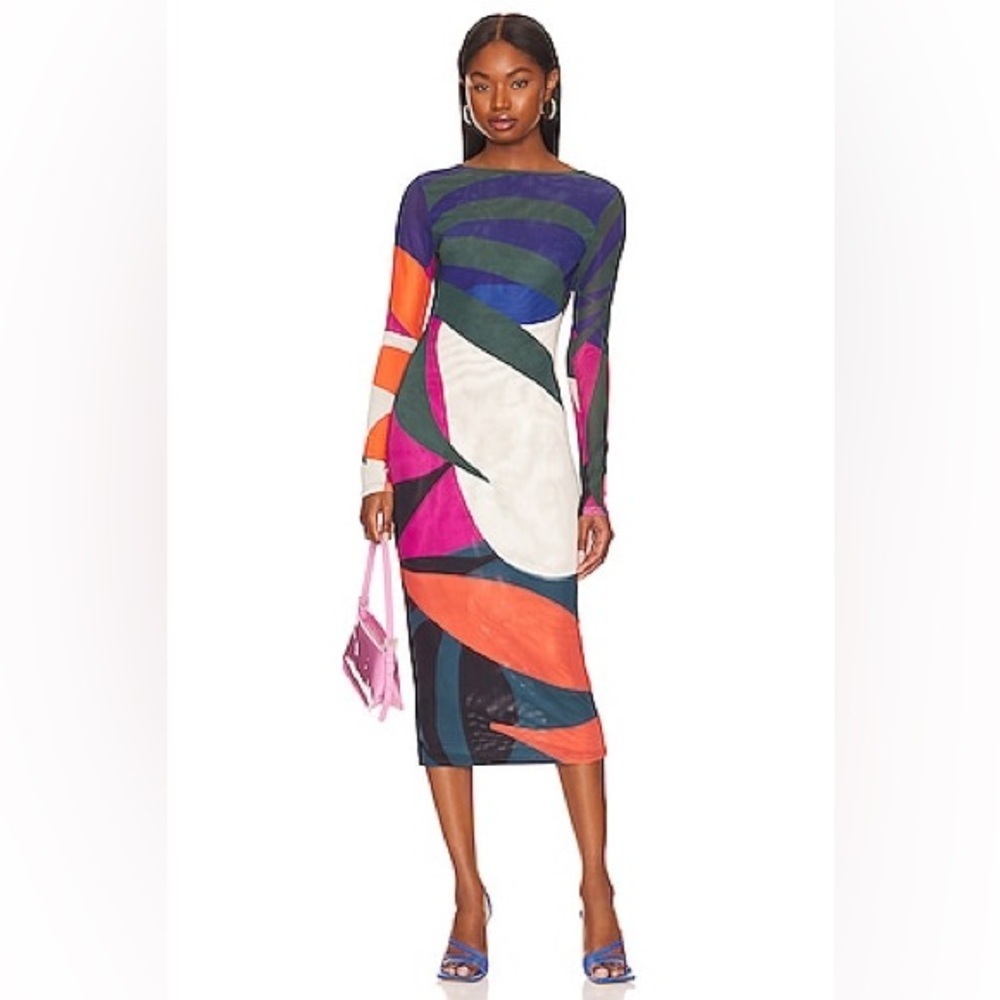 Farai London X Revolve Mona Palm Springs Long Sleeve Dress Xs Sexy Open Back